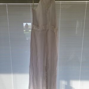 Lightweight White Maxi Dress with Lace Waist